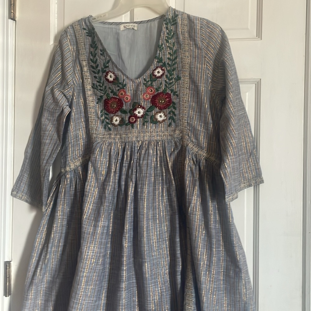 Novica Embroidered Baby Doll Dress - Picture 2 of 7